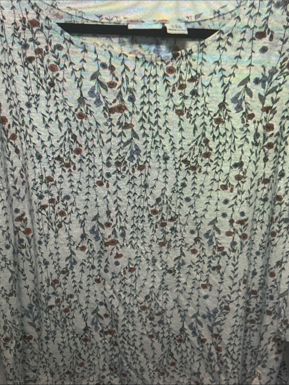 Rachel Zoe White Linen Blouse with Pink Floral & Green Foliage